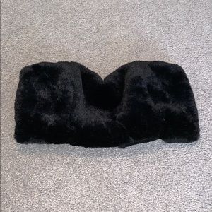 Black fuzzy crop top